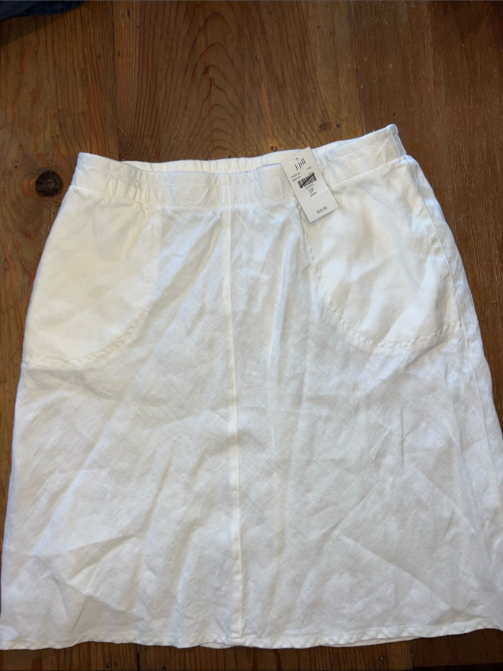 J. Jill White A-Line Linen-Blend Skirt with Pockets